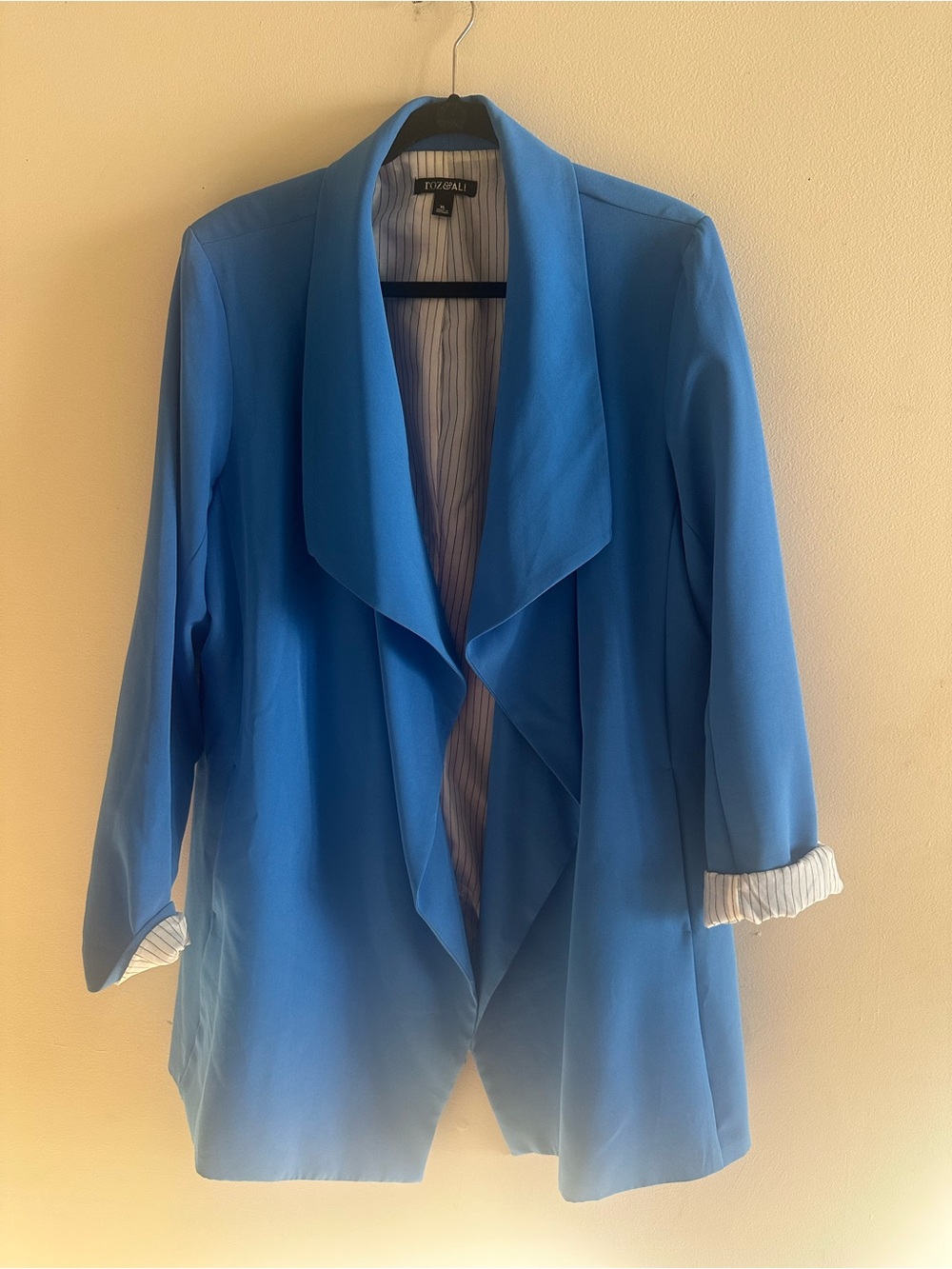 Roz & Ali Bright Blue Draped Open-Front Blazer SizeXL